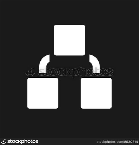 Infographic blocks pixel dark mode glyph ui icon. Visual materials. User interface design. White silhouette symbol on black space. Solid pictogram for web, mobile. Vector isolated illustration. Infographic blocks pixel dark mode glyph ui icon
