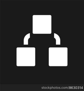 Infographic blocks pixel dark mode glyph ui icon. Visual materials. User interface design. White silhouette symbol on black space. Solid pictogram for web, mobile. Vector isolated illustration. Infographic blocks pixel dark mode glyph ui icon