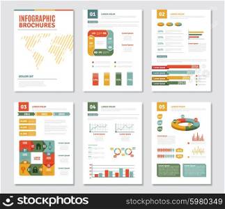 Infographic Brochures Set. Infographic brochures set with statistics and progress symbols flat isolated vector illustration