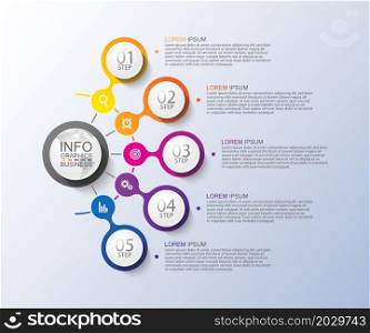 Infographic business abstract background template circle colorful with 5 step