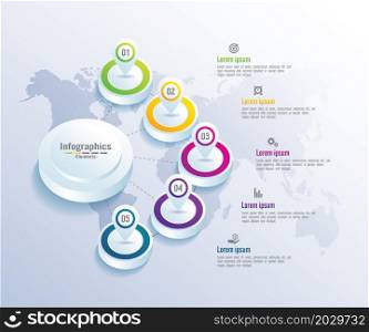 Infographic business elements circle colorful with 5 step