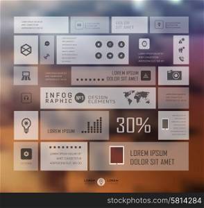 Infographic business template on blur landscape background. Transparent and shadows icon and elements for web and mobile design .. Infographic business template vector illustration