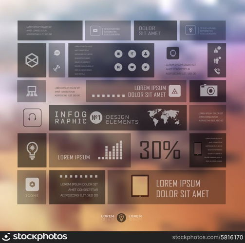 Infographic business template on blur landscape background. Transparent and shadows icon and elements for web and mobile design .. Infographic business template vector illustration