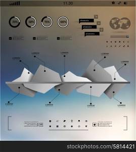 Infographic business template on blur landscape background. Transparent and shadows icon and elements for infographics. Information Graphics.. Infographic business template vector illustration