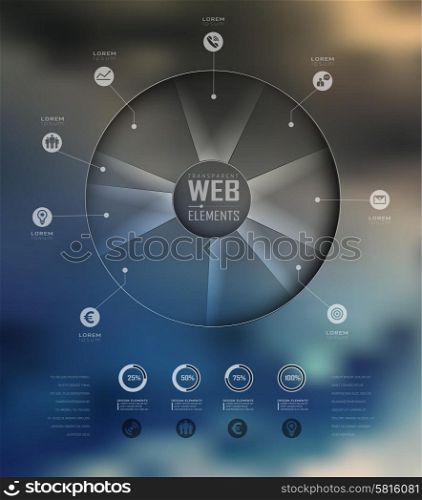 Infographic business template on blur landscape background. Transparent and shadows icon and elements for infographics. Information Graphics.. Infographic business template vector illustration