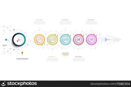 Infographic business template timeline technology element,Integrated circles. Business concept with options.For content,diagram,flowchart,steps,parts,timeline,workflow,layout,chart,Vector illustration