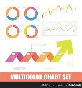 Infographic chart set, modern business charts collection in flat trendy multicolor style vector illustration