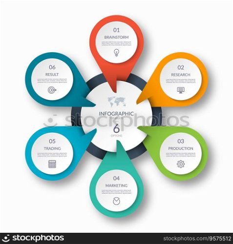Infographic circle diagram template with 6 options vector image