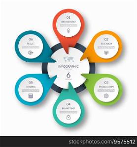 Infographic circle diagram template with 6 options vector image