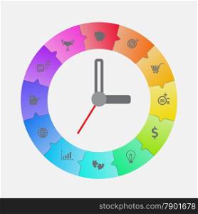 Infographic clock design vector for time management concept.&#xA;