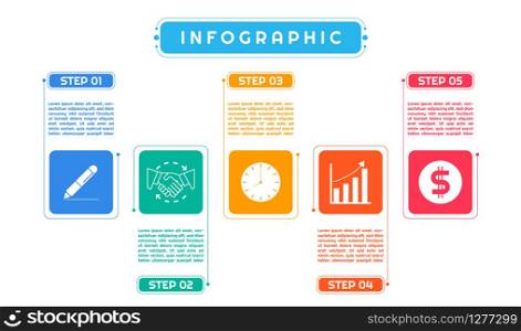 Infographic colorful art modern desgin for business process work step by step. vector illustration.