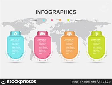 Infographic design 4 element banners with shadow, stock vector