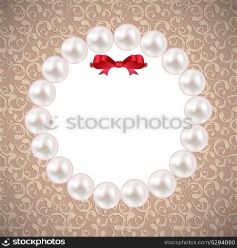 Infographic Design Elements for Your Business Vector Illustration. EPS10. Vintage Pearl Frame with Bow Background. Vector Illustration.