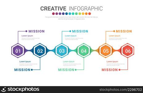 Infographic design elements for your business with 6 options, parts, steps or processes, Vector Illustration.