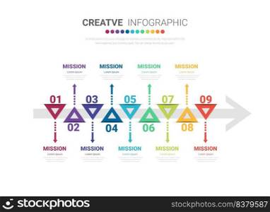 Infographic design elements for your business with 9 options, parts, steps or processes, Vector Illustration. 