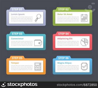 Infographic Design Elements. Set of infographic elements with numbers, line icons and place for your text, can be used as workflow, process, steps or options, vector eps10 illustration