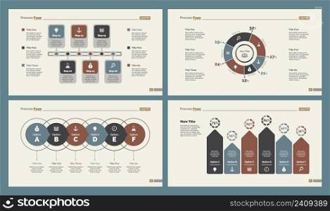 Infographic design set can be used for workflow layout, diagram, annual report, presentation, web design. Business and accounting concept with process, doughnut and bar charts.