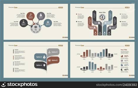 Infographic design set can be used for workflow layout, diagram, annual report, presentation, web design. Business and analyzing concept with process and percentage charts.