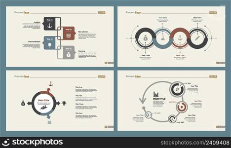 Infographic design set can be used for workflow layout, diagram, annual report, presentation, web design. Business and planning concept with process and percentage charts.