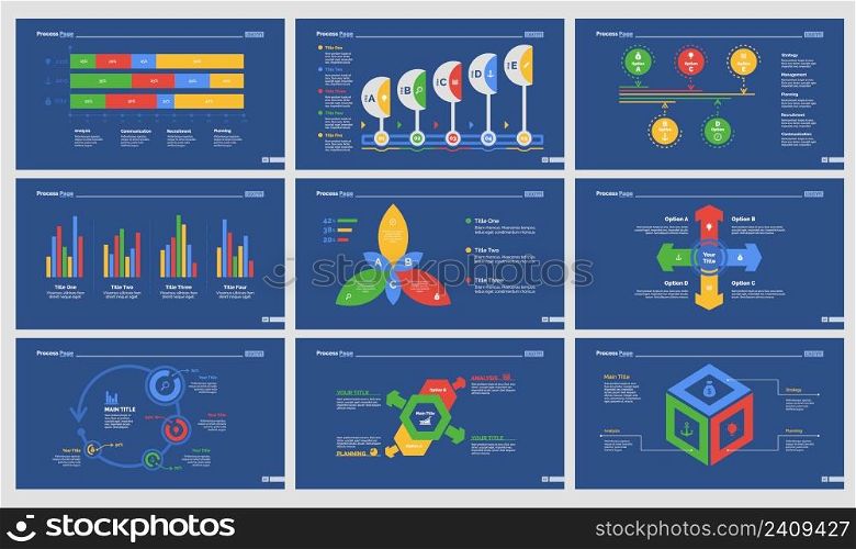 Infographic design set can be used for workflow layout, diagram, annual report, presentation, web design. Business and consulting concept with process and percentage charts.