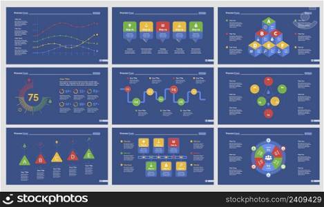 Infographic design set can be used for workflow layout, diagram, annual report, presentation, web design. Business and production concept with process, line and percentage charts.