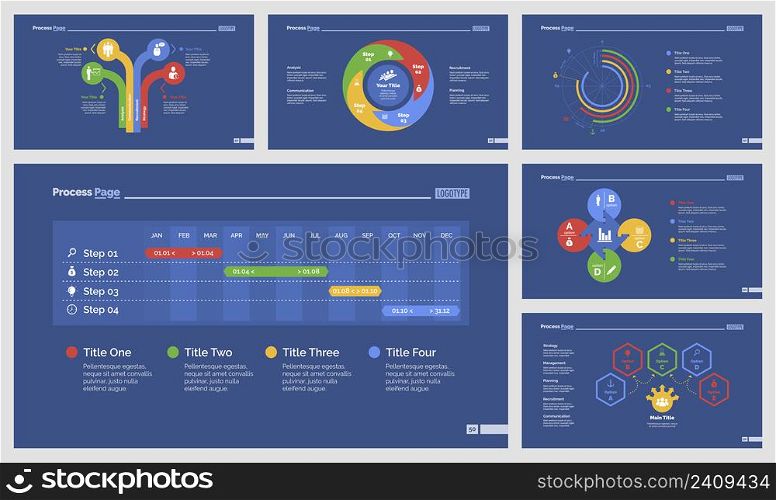 Infographic design set can be used for workflow layout, diagram, annual report, presentation, web design. Business and accounting concept with process, timing and doughnut charts.