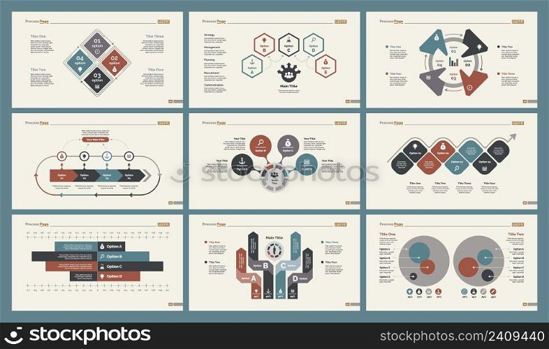 Infographic design set can be used for workflow layout, diagram, annual report, presentation, web design. Business and statistics concept with process, percentage and bar charts.