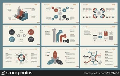 Infographic design set can be used for workflow layout, diagram, annual report, presentation, web design. Business and research concept with process, percentage, bar charts and mind maps.