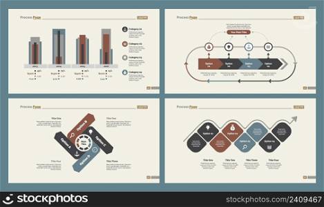 Infographic design set can be used for workflow layout, diagram, annual report, presentation, web design. Business and production concept with process and bar charts.