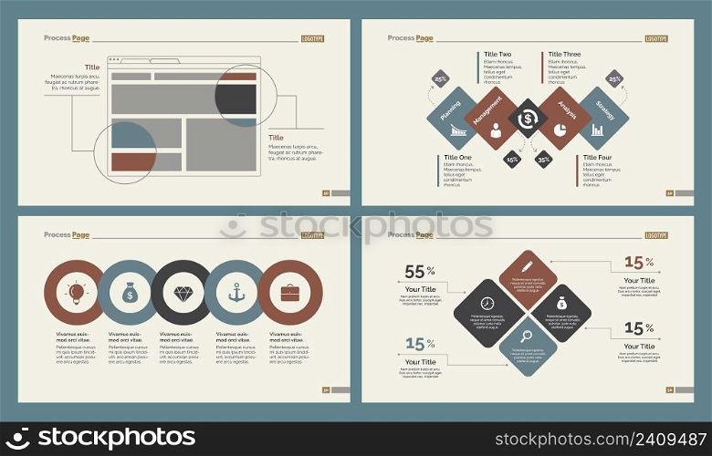 Infographic design set can be used for workflow layout, diagram, annual report, presentation, web design. Business and teamwork concept with process and percentage charts.