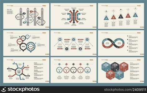 Infographic design set can be used for workflow layout, diagram, annual report, presentation, web design. Business and management concept with process, area and timing charts.