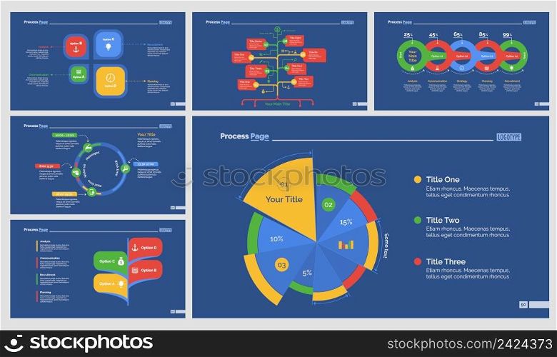 Infographic design set can be used for workflow layout, diagram, annual report, presentation, web design. Business and management concept with process, flow, pie and percentage charts.