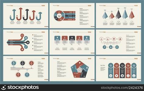 Infographic design set can be used for workflow layout, diagram, annual report, presentation, web design. Business and teamwork concept with process, percentage and bar charts.