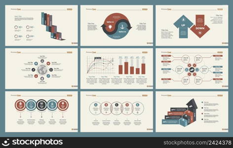 Infographic design set can be used for workflow layout, diagram, annual report, presentation, web design. Business and training concept with process, percentage, line and bar charts.