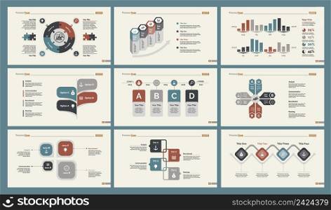 Infographic design set can be used for workflow layout, diagram, annual report, presentation, web design. Business and training concept with process, percentage and timing charts.