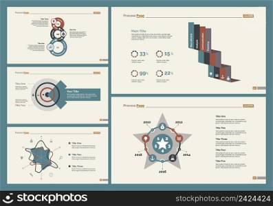 Infographic design set can be used for workflow layout, diagram, annual report, presentation, web design. Business and management concept with process, radar and percentage charts.