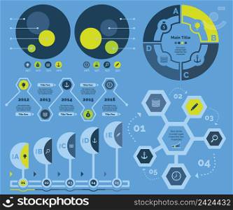Infographic design set can be used for workflow layout, diagram, annual report, presentation, web design. Business and finance concept with process charts.