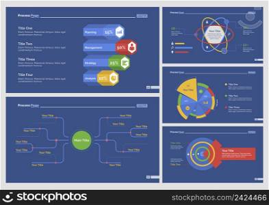 Infographic design set can be used for workflow layout, diagram, annual report, presentation, web design. Business and statistics concept with process, pie, percentage charts and mind map.