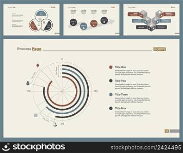 Infographic design set can be used for workflow layout, diagram, annual report, presentation, web design. Business and planning concept with process and doughnut charts.