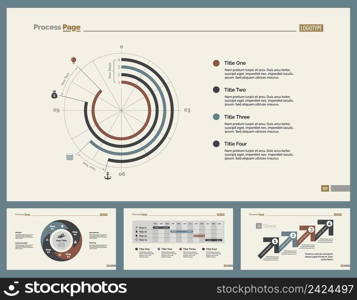 Infographic design set can be used for workflow layout, diagram, annual report, presentation, web design. Business and planning concept with process, timing and doughnut charts.