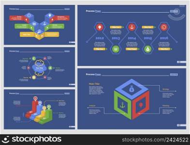Infographic design set can be used for workflow layout, diagram, annual report, presentation, web design. Business and production concept with process and bar charts.