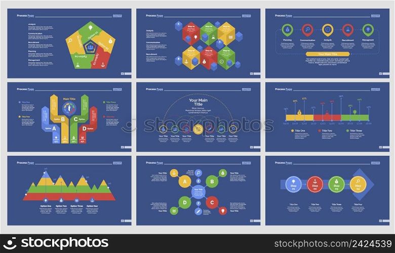 Infographic design set can be used for workflow layout, diagram, annual report, presentation, web design. Business and planning concept with process, bar and timing charts.