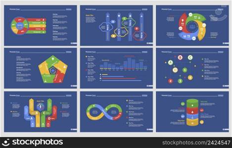 Infographic design set can be used for workflow layout, diagram, annual report, presentation, web design. Business and management concept with process, pie and percentage charts.