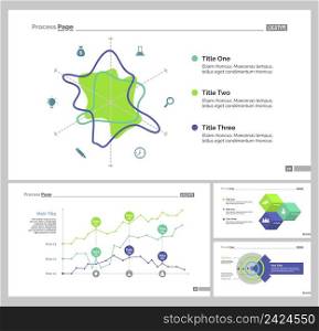 Infographic design set can be used for workflow layout, diagram, annual report, presentation, web design. Business and research concept with process, area, line and percentage charts.