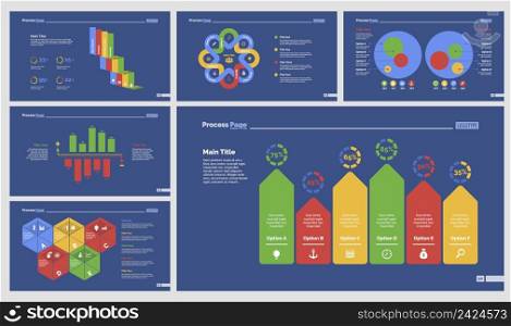 Infographic design set can be used for workflow layout, diagram, annual report, presentation, web design. Business and accounting concept with process, bar and percentage charts.