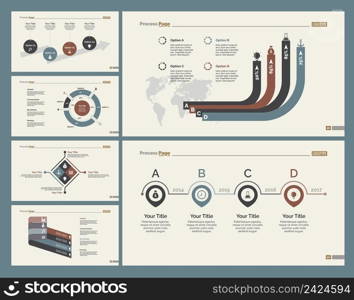Infographic design set can be used for workflow layout, diagram, annual report, presentation, web design. Business and finance concept with process, doughnut and percentage charts.