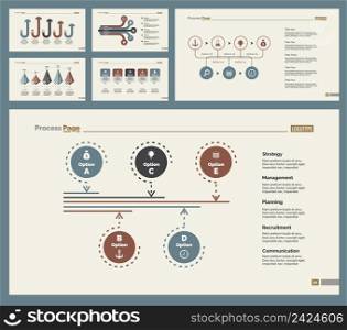 Infographic design set can be used for workflow layout, diagram, annual report, presentation, web design. Business and marketing concept with process and bar charts.