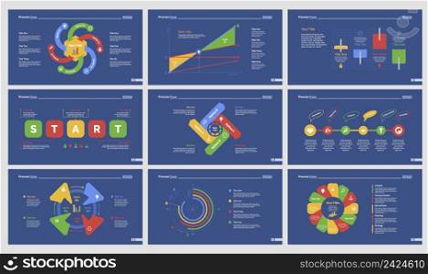Infographic design set can be used for workflow layout, diagram, annual report, presentation, web design. Business and research concept with process, line and doughnut charts.
