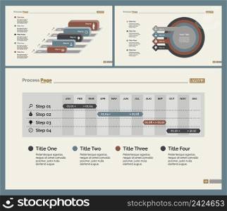 Infographic design set can be used for workflow layout, diagram, annual report, presentation, web design. Business and planning concept with process and timing charts.
