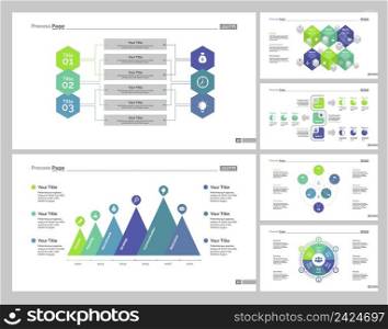 Infographic design set can be used for workflow layout, diagram, annual report, presentation, web design. Business and economics concept with process and doughnut charts.